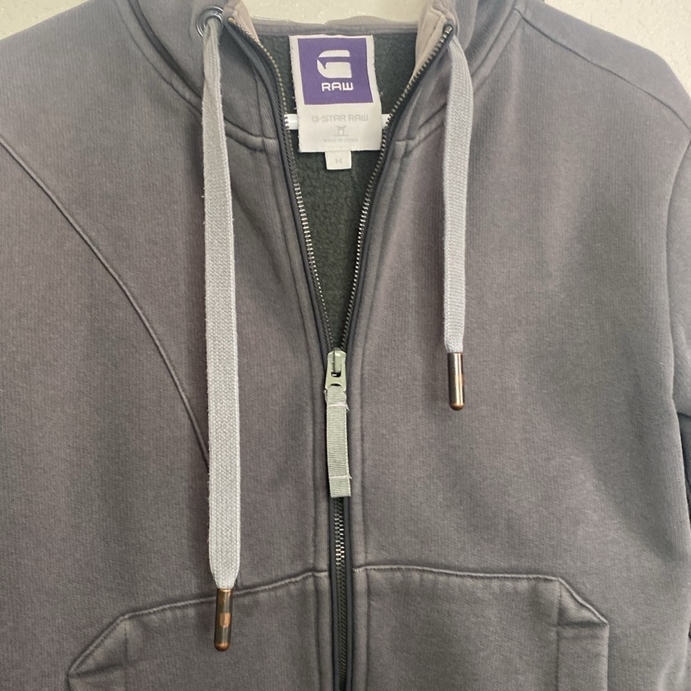 G STAR RAW Full Zip Gray Hoodie Size M - Picture 5 of 9
